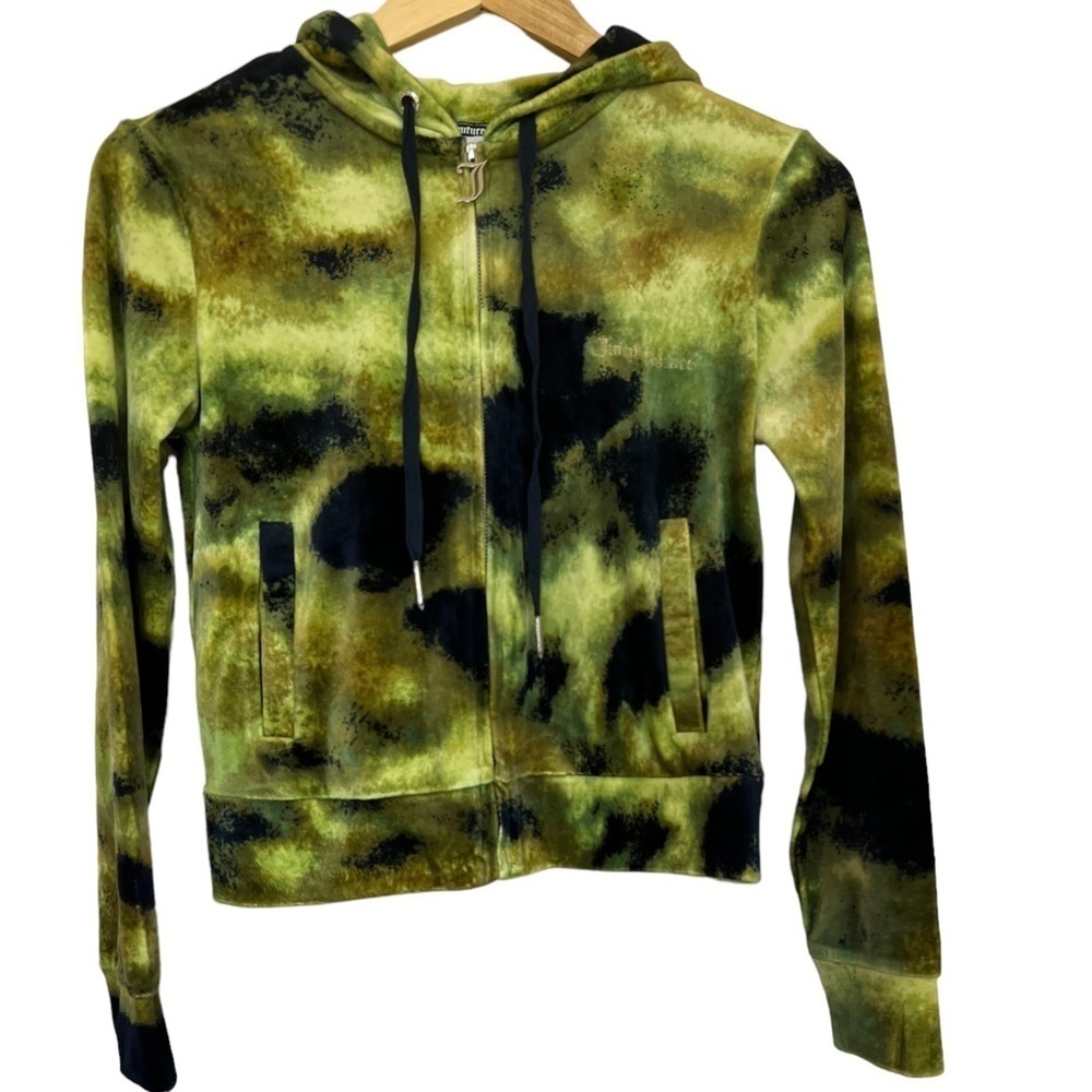 2.  NWT Juicy Couture Green Multi Color XS Cropped Hoodie